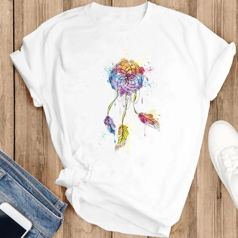 

Женские акварельные футболки 90-х с графическим принтом, женские модные футболки с принтом, футболка с мультяшным принтом и коротким рукавом...