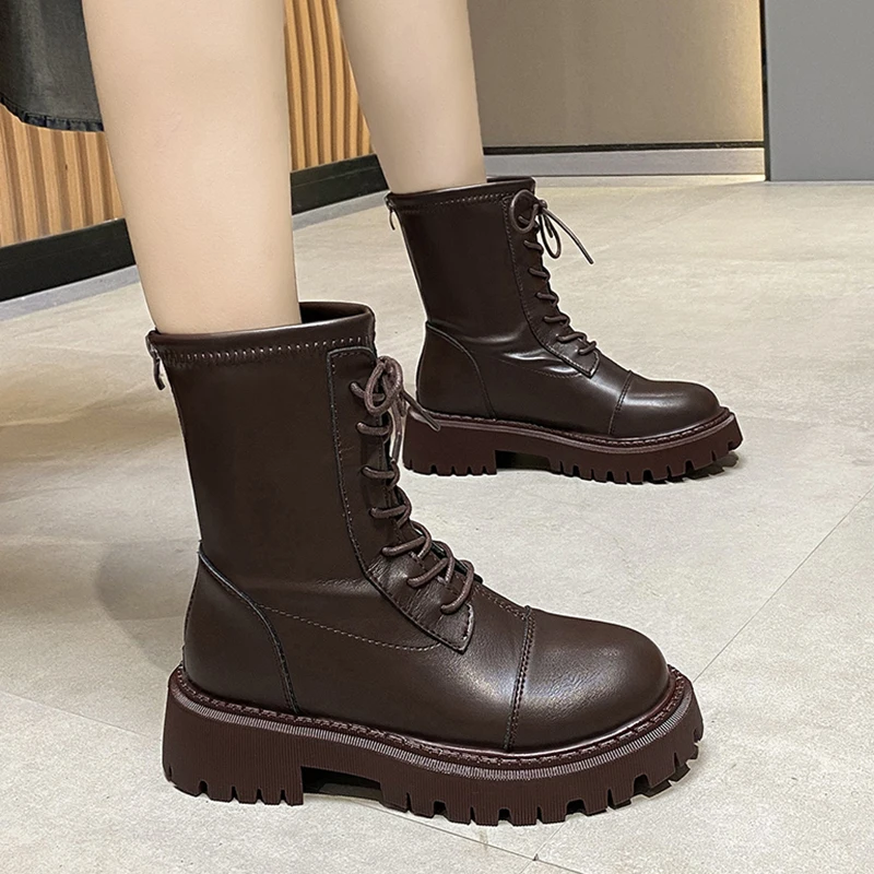 

Ботильоны Rimocy женские из искусственной кожи, винтажные классические, Классическая обувь на толстой подошве, полусапожки на платформе, кори...