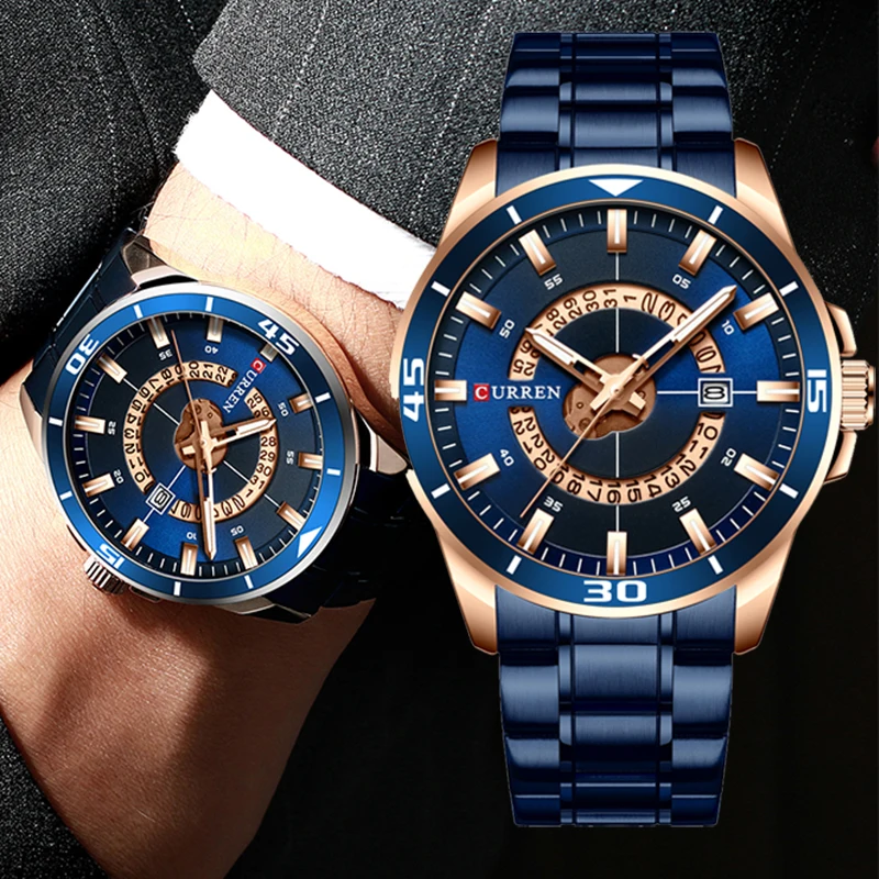 

CURREN Fashion Creative Design Quartz Men Watches Luxury Stainless Steel Watch Mens Sport Waterproof Male Clock часы мужские