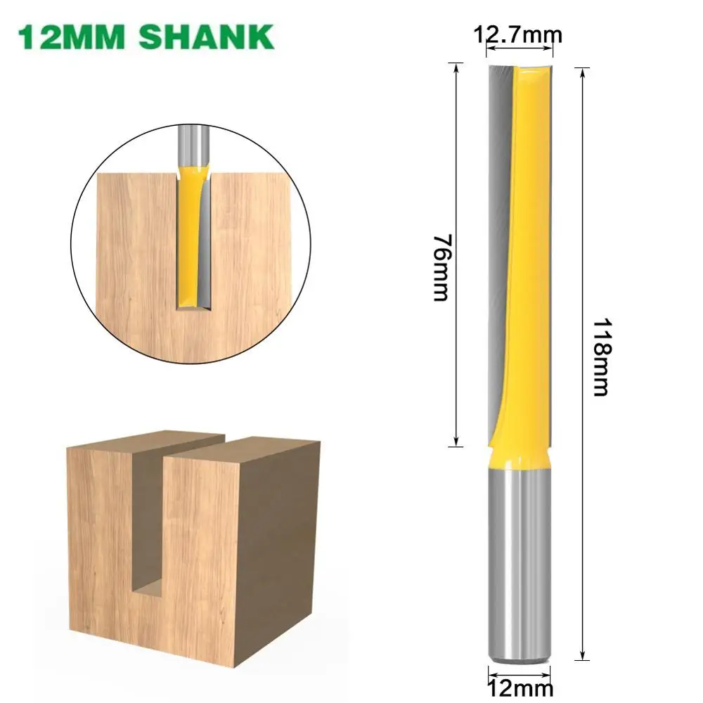 1PC 12mm 12.7mm Shank Straight/Dado Bottom Cleaning Router Bit 1/2&quot Diameter Tungsten Carbide Wood Cutting Tools | Инструменты