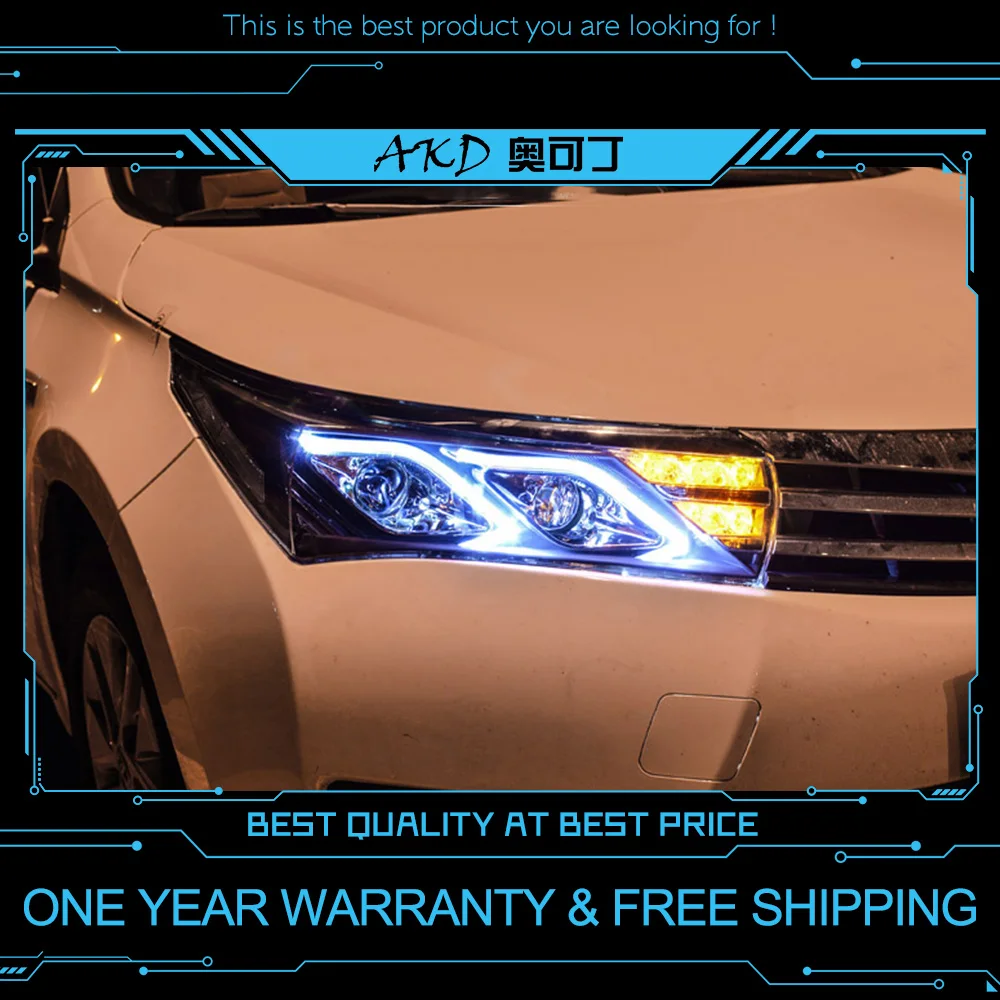 

AKD тюнинг автомобильных фар для Toyota Corolla 2014-2016 светодиодные фары DRL ходовые огни Bi-Xenon Beam Противотуманные фары с ангельскими глазками