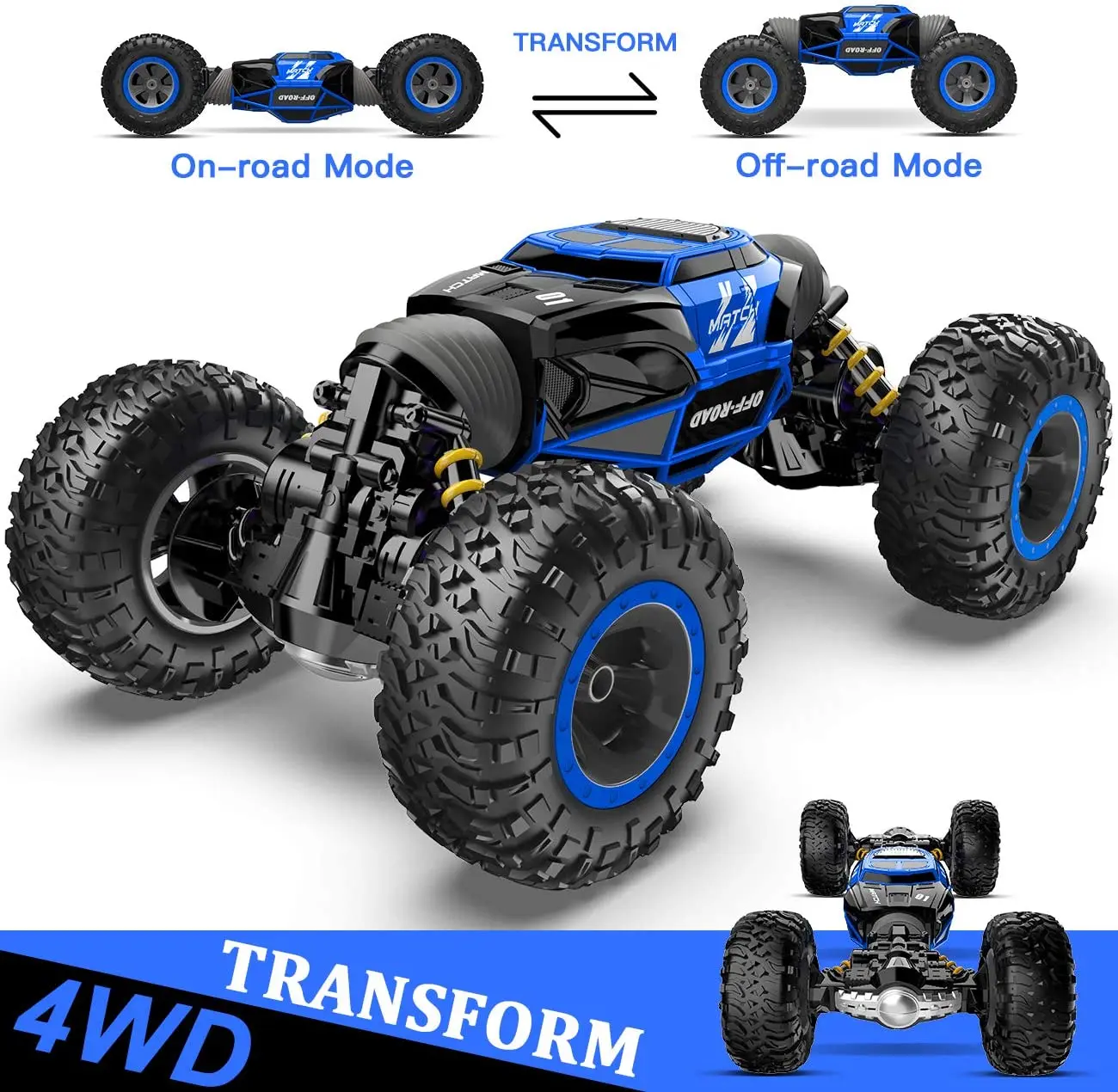 

BEZGAR 16 Toy Grade1:14 Scale Remote Control Crawler, 4WD Transform 15 Km/h All Terrains Electric qpopsitaToy Stunt Cars Monster