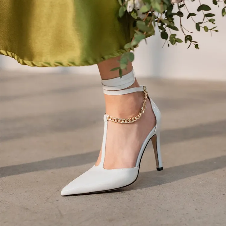 Женские туфли лодочки с острым носком тонкий высокий каблук 9 см Т образный