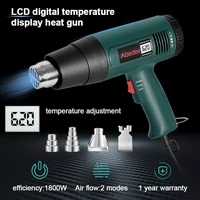 abeden hot air gun construction hair dryer industrial power tool digital lcd display temperatures adjustable with four nozzles