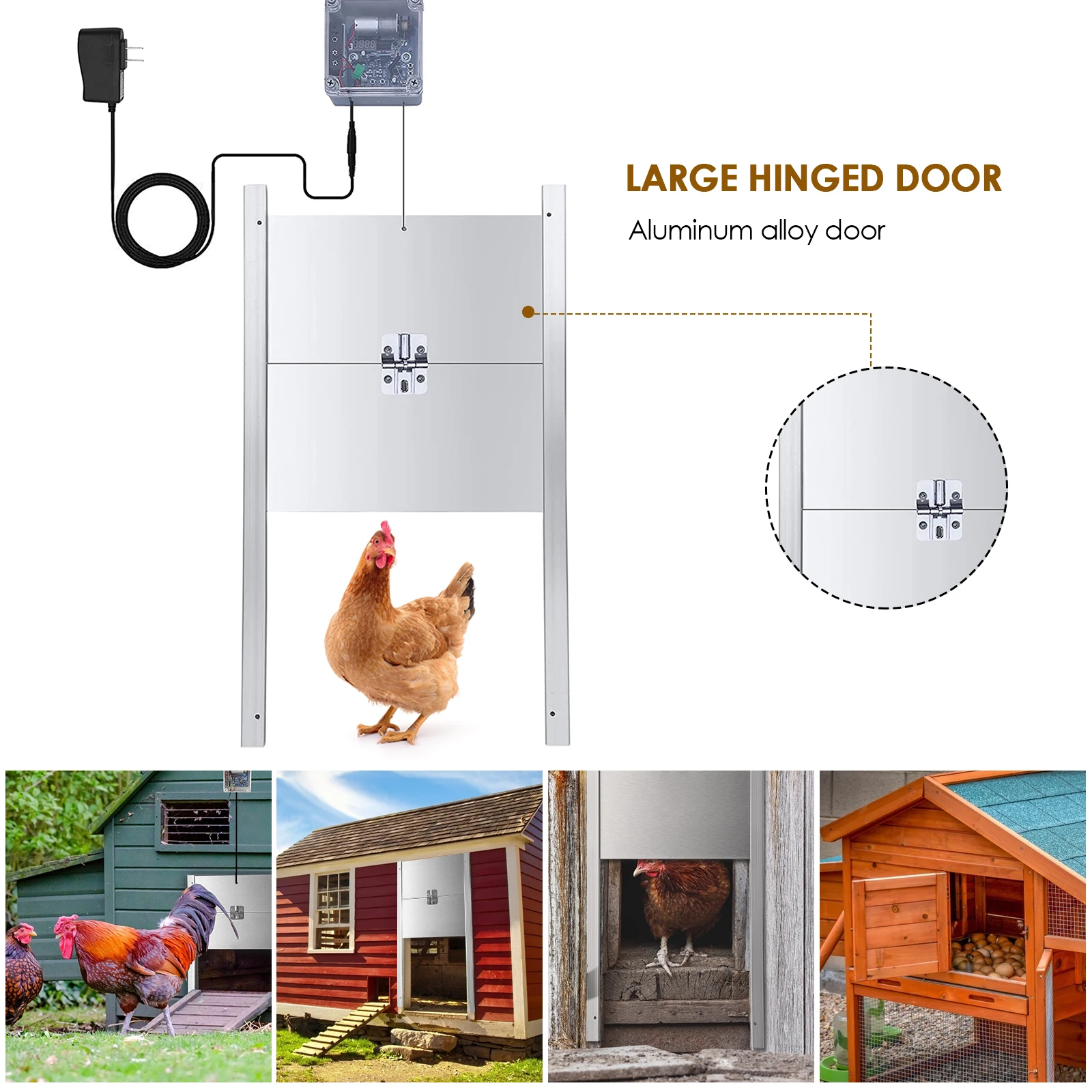

Automatic Chicken Coop Door Electric Poultry Door Opener Kit Timer Replaceable braided rope Remote Controls for Smart Home Farms