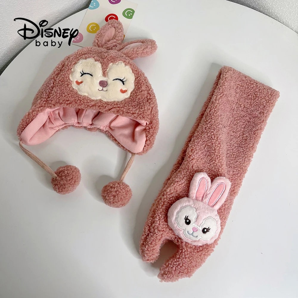 

Boys Hat Disney Baby Lovely StellaLou Pompon Scarf Winter Cute Two-piece Cartoon Kids Candy Warm Outdoor Girls Funny Children