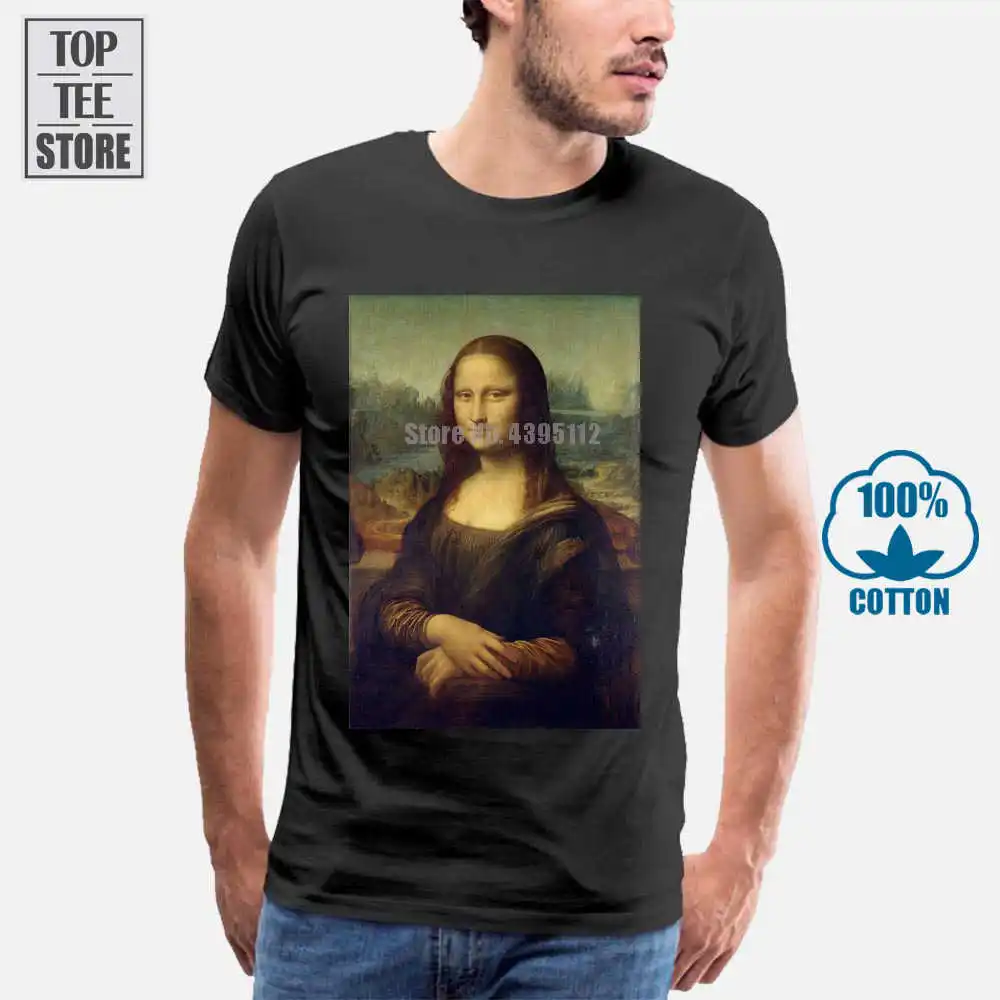Мужская футболка с рисунком Моны Лизы Леонардо да Винчи|t-shirt print|t-shirt menmen summer |