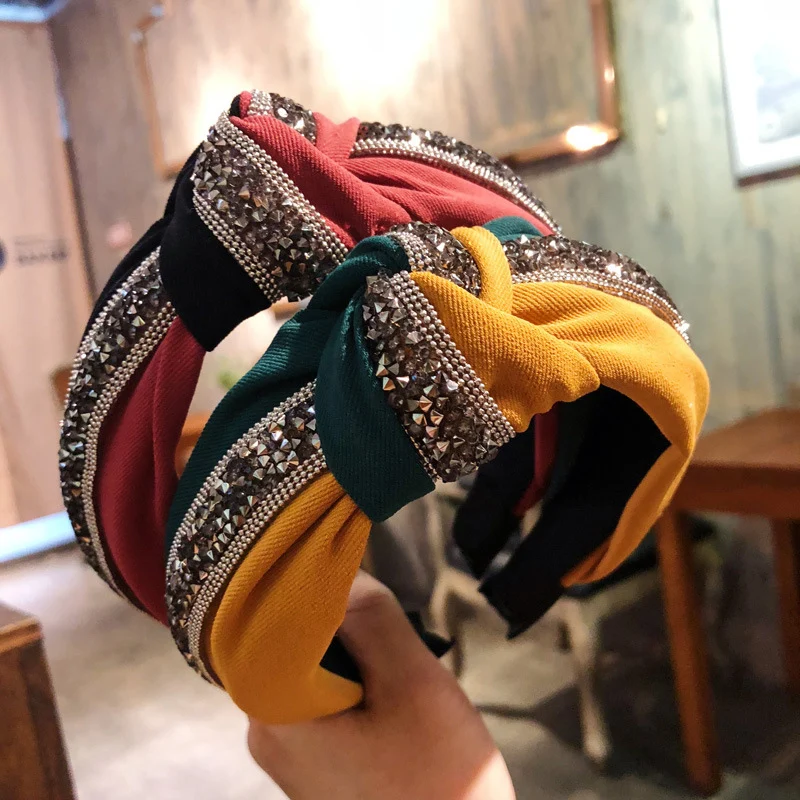 

Ободок для волос с кристаллами в винтажном стиле, модный обруч с блестящими блестками в стиле пэчворк, аксессуары для волос для девушек