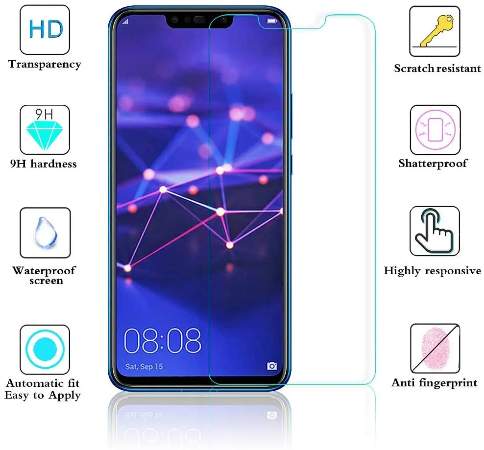 Закаленное стекло для Huawei Mate 20 Lite 9H 2.5D защитная пленка P 40 E Взрывозащищенная