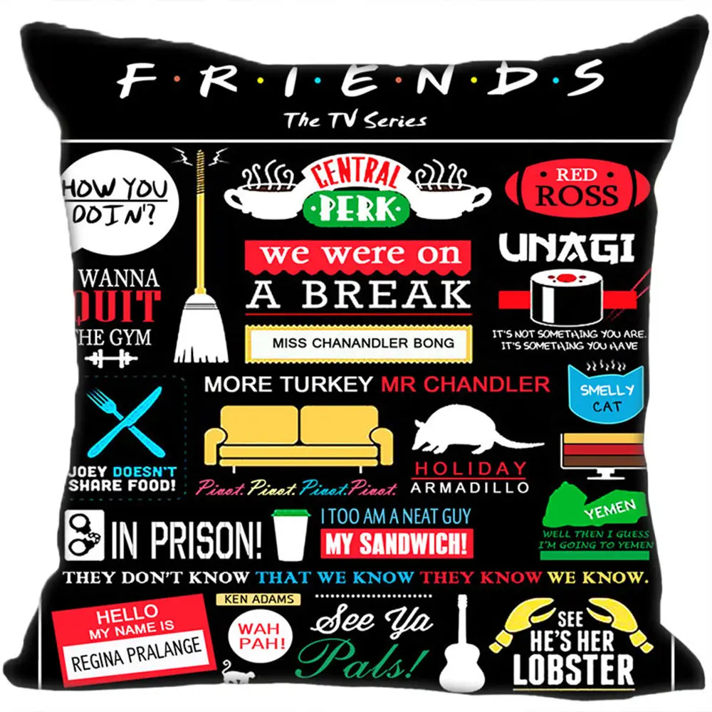 

Custom TV Show Friends Pillowcase Cushion Cover Home Decor Hotel Car Seat Backrest Sofa Pillow Case 21104-6