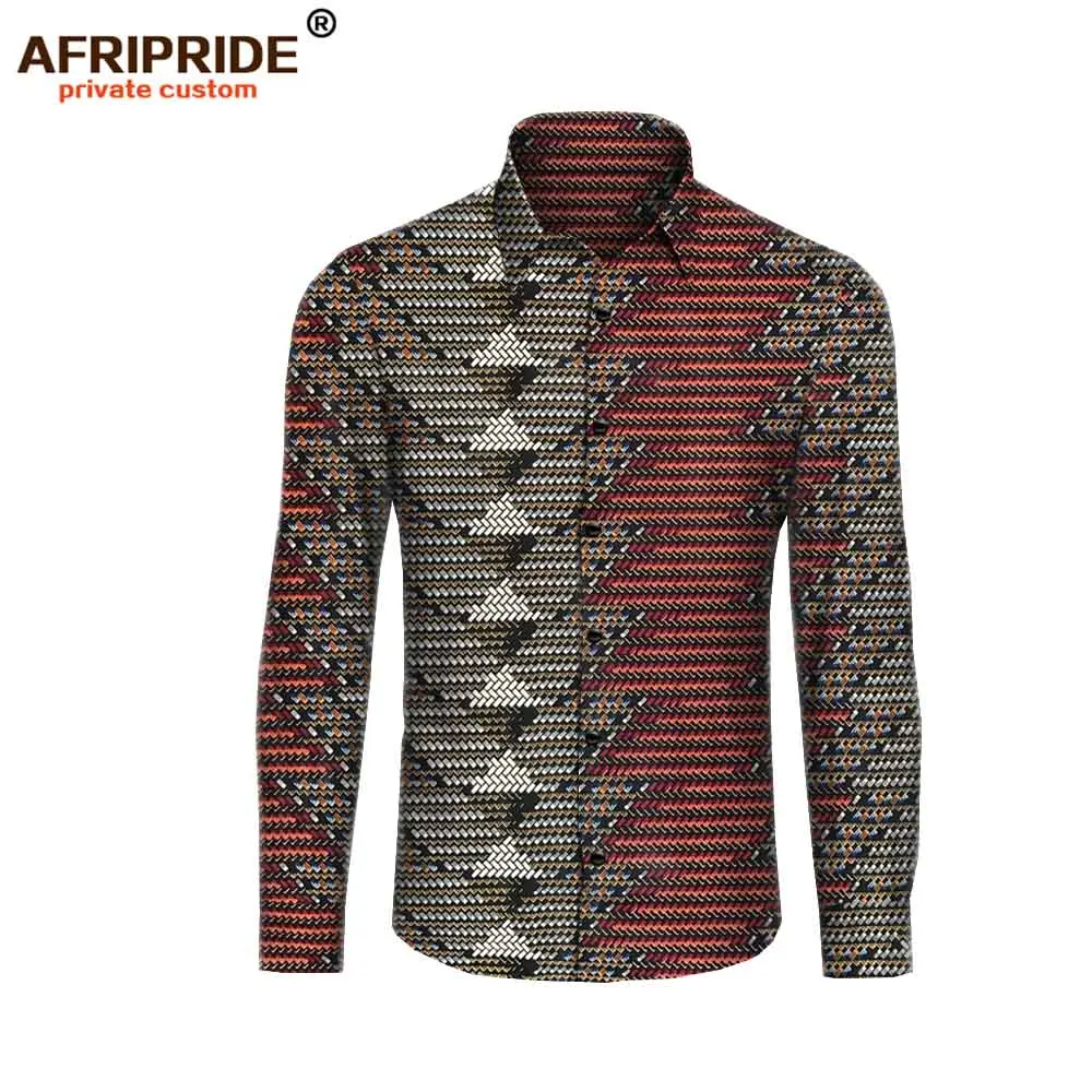 Рубашка мужская хлопковая с длинным рукавом повседневная сорочка в африканском