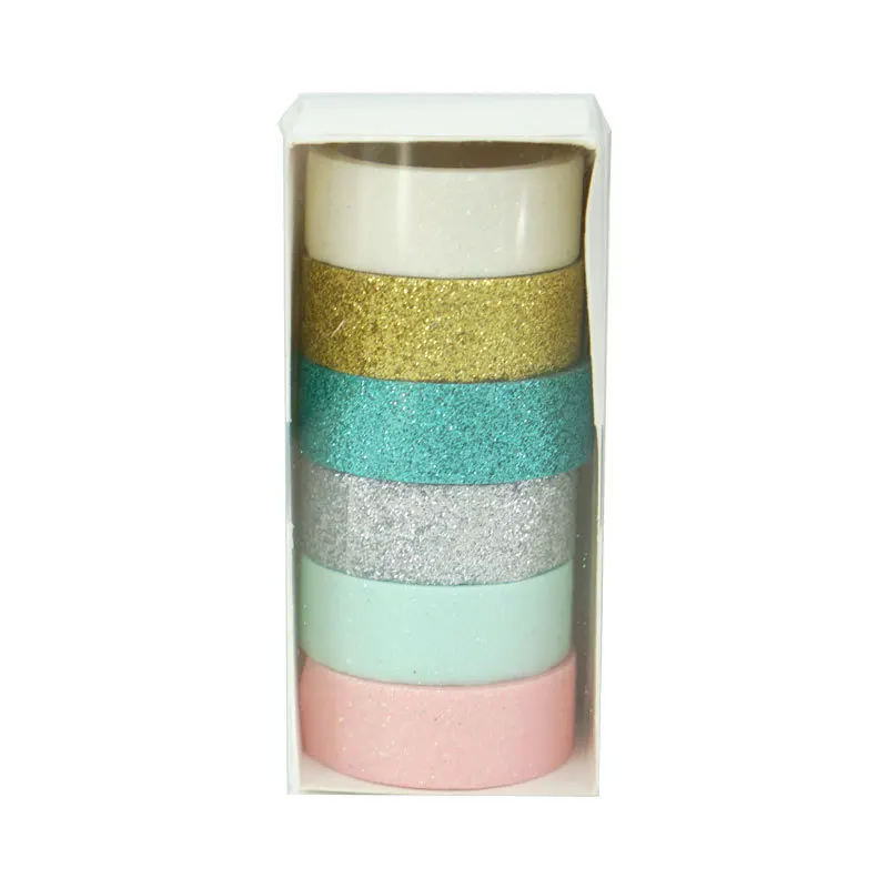 

6 pieces of gold powder and paper tape can be torn by hand. DIY stickers are colored glitter and glitter, glitter,