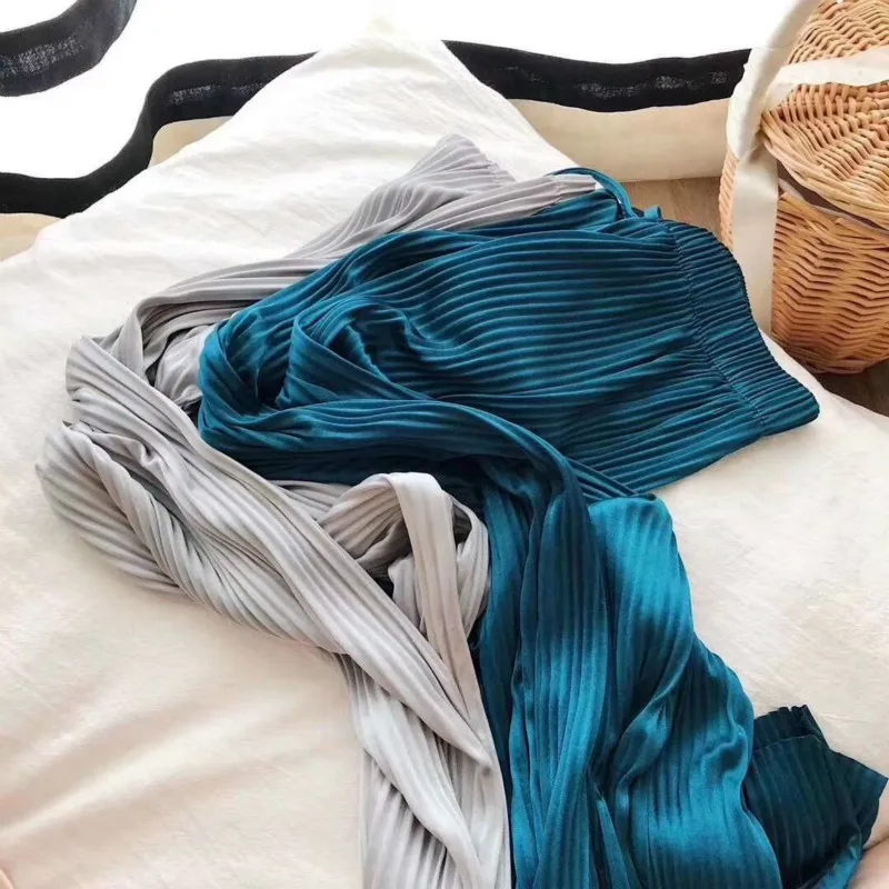 Летние новые женские шифоновые широкие брюки плиссированные свободные с юбкой