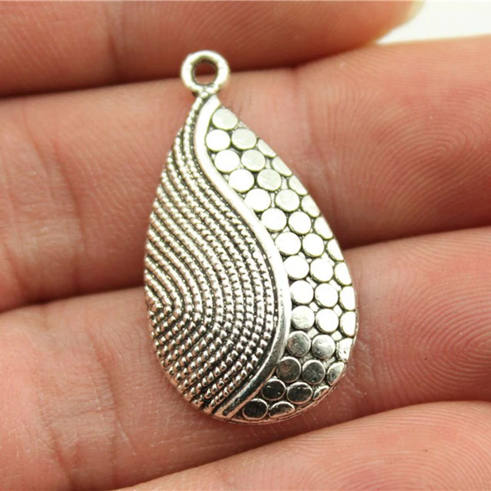 

10pcs 31x16mm Waterdrop Charm Shaped Pendants For Jewelry Making Antique Silver Color Teardrop Pendants Charm