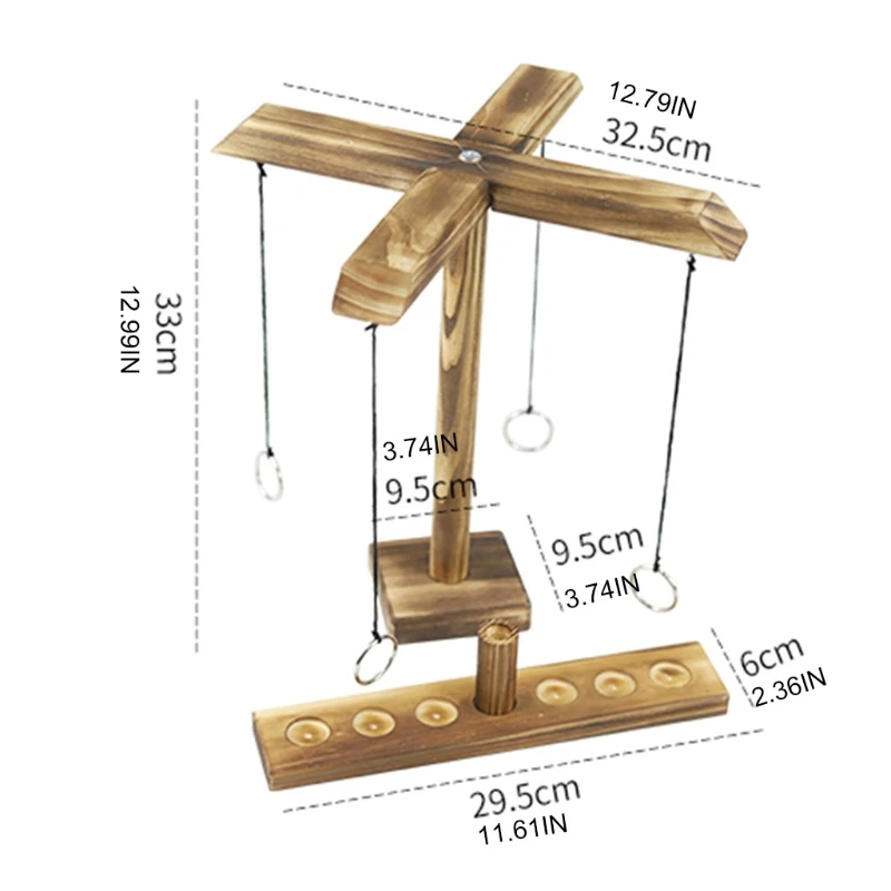 

1Set Balance Coordination Board Game Interactive Indoor Wooden Game Borad Desktop Toss & Hook Game Toy for Adults Bars