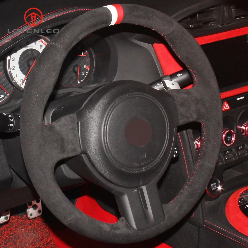 LQTENLEO черная замша DIY сшитый вручную чехол рулевого колеса автомобиля для Toyota 86