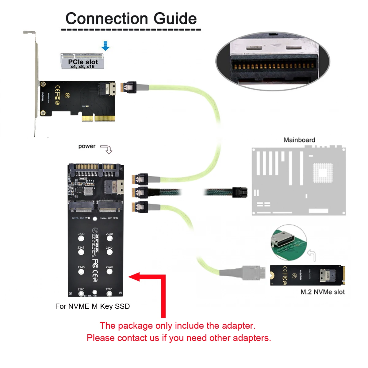 Адаптер ChenYang для материнской платы 22-контактный адаптер SATA M.2 U2 Kit NGFF M-Key to Slimline SAS