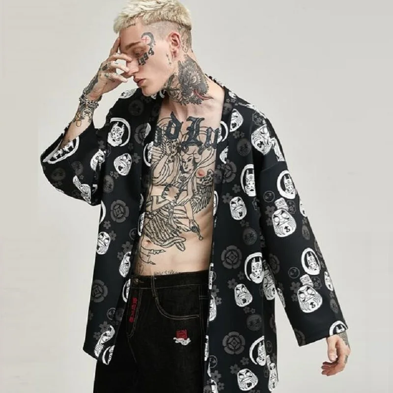Japanese Kimono Man Traditional Japanese Kimonos Cardigan Kimono Men Yukata Men Japanese Male Kimono Streetwear Haori FF2950