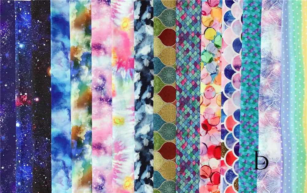 Wide110cm Радужная рыбья чешуя звездное небо облака космическая ткань 100% хлопок