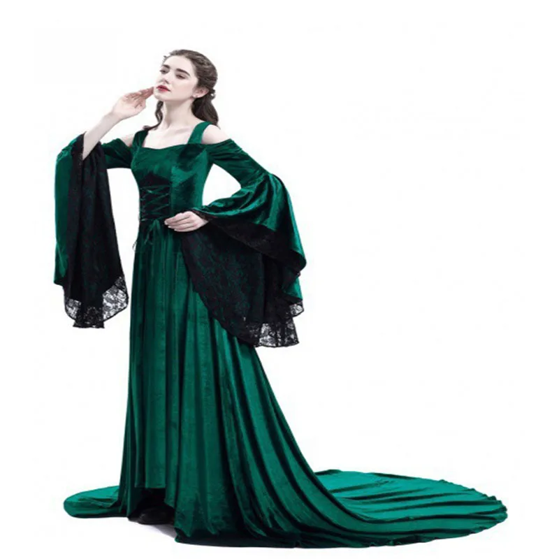 Женское платье с открытыми плечами готическое принцессы средневекового дворца