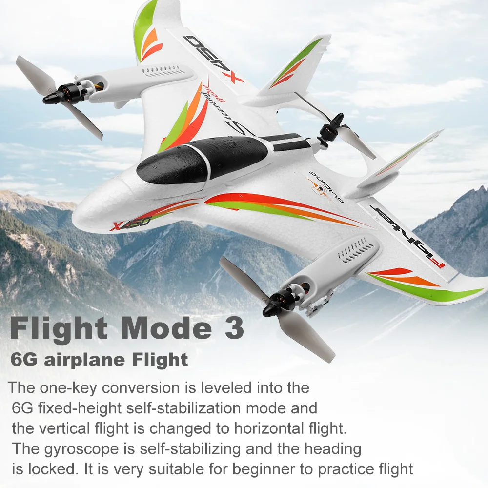 WLtoys XK X450 RC Airplane Plane Glider Fixed Wing Aircraft with 3 Models 2.4G 6CH 3D/6G Helicopters Vertical Takeoff RTF | Игрушки и
