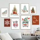 Рождественская тема милые цитаты настенная Картина на холсте Лось Снежинка грузовик плакаты и принты для детской комнаты домашний Декор Рождественский подарок