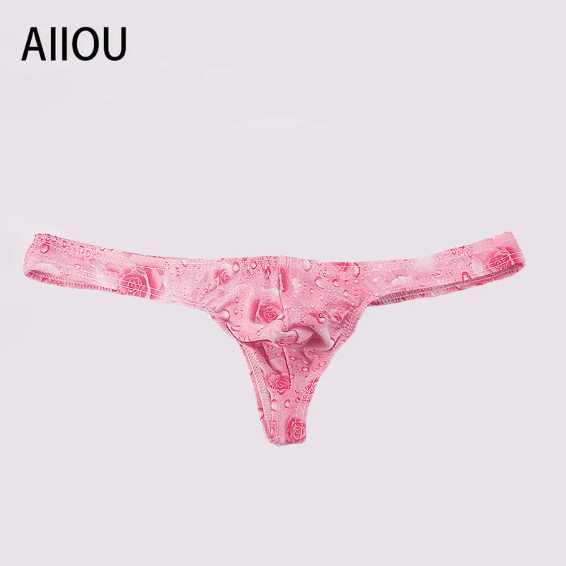 Мужские трусы стринги и AIIOU черные джоки с принтом в виде роз Тонги для мужчин гей