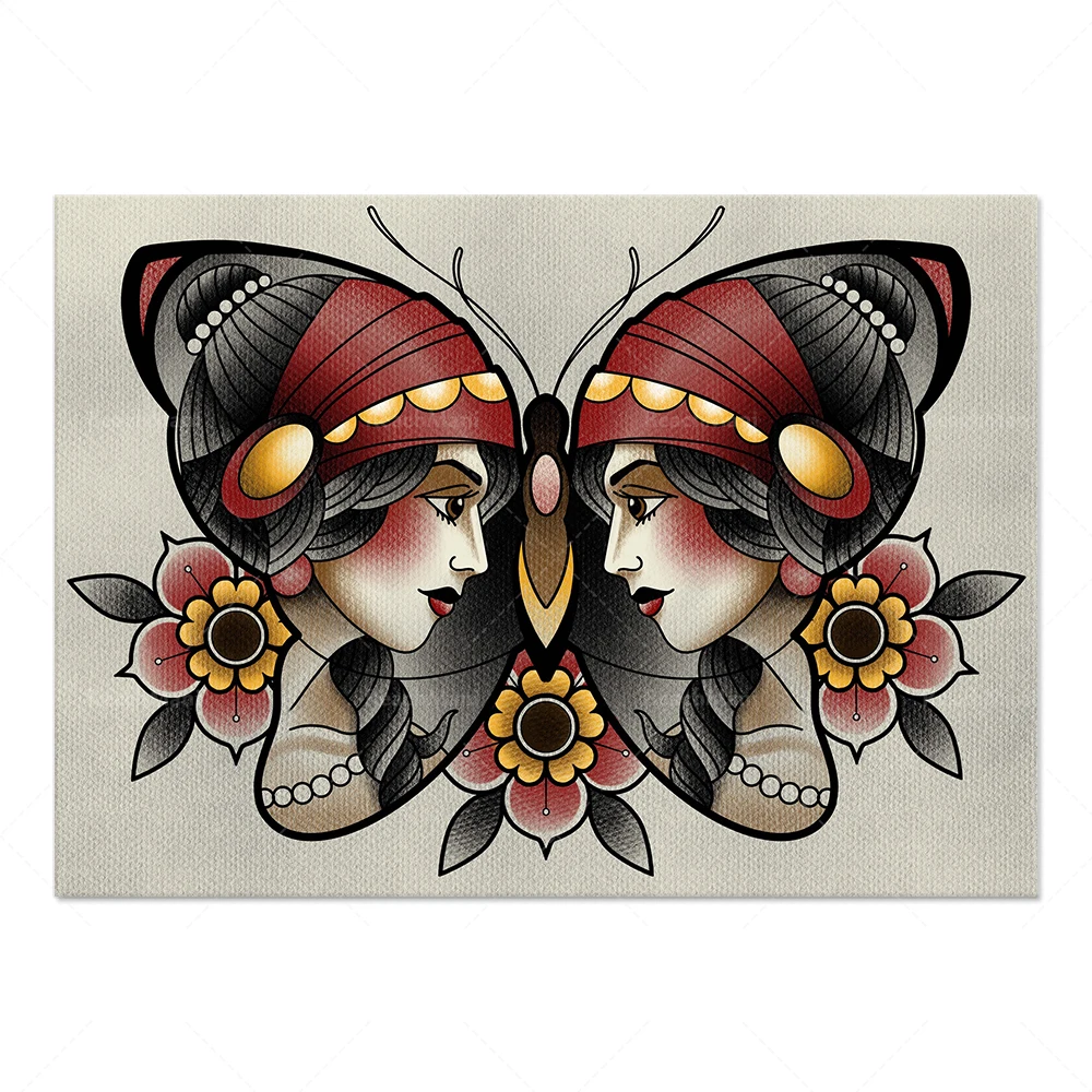 Affiche d'impression de motif tatouage gitan traditionnel