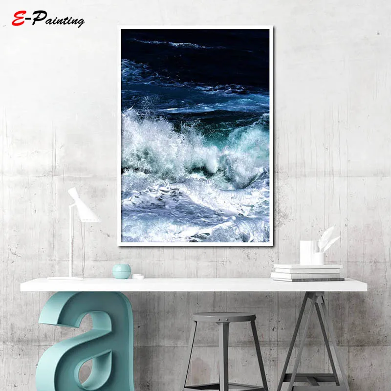 Современная Настенная живопись зеленый океан волна воды холст печать Постер