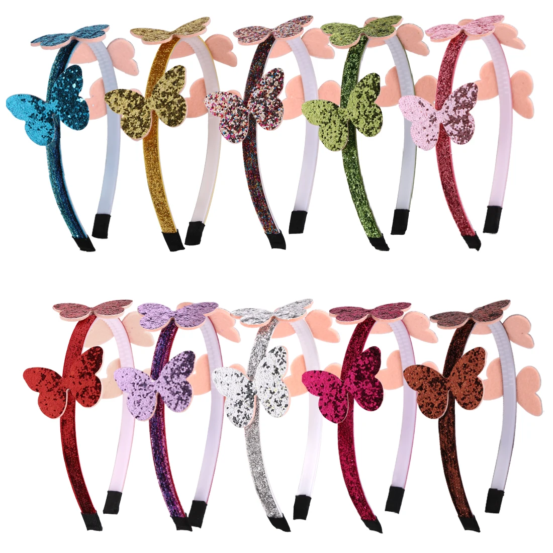 10 шт./компл. Детские блестящие повязки на голову с бабочками|Аксессуары для волос