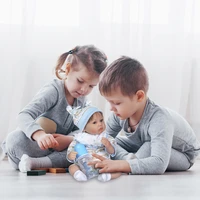 mini lifelike reborn baby kid toddler sleep playmate cloth doll with hair realistic dressed toy children day gift