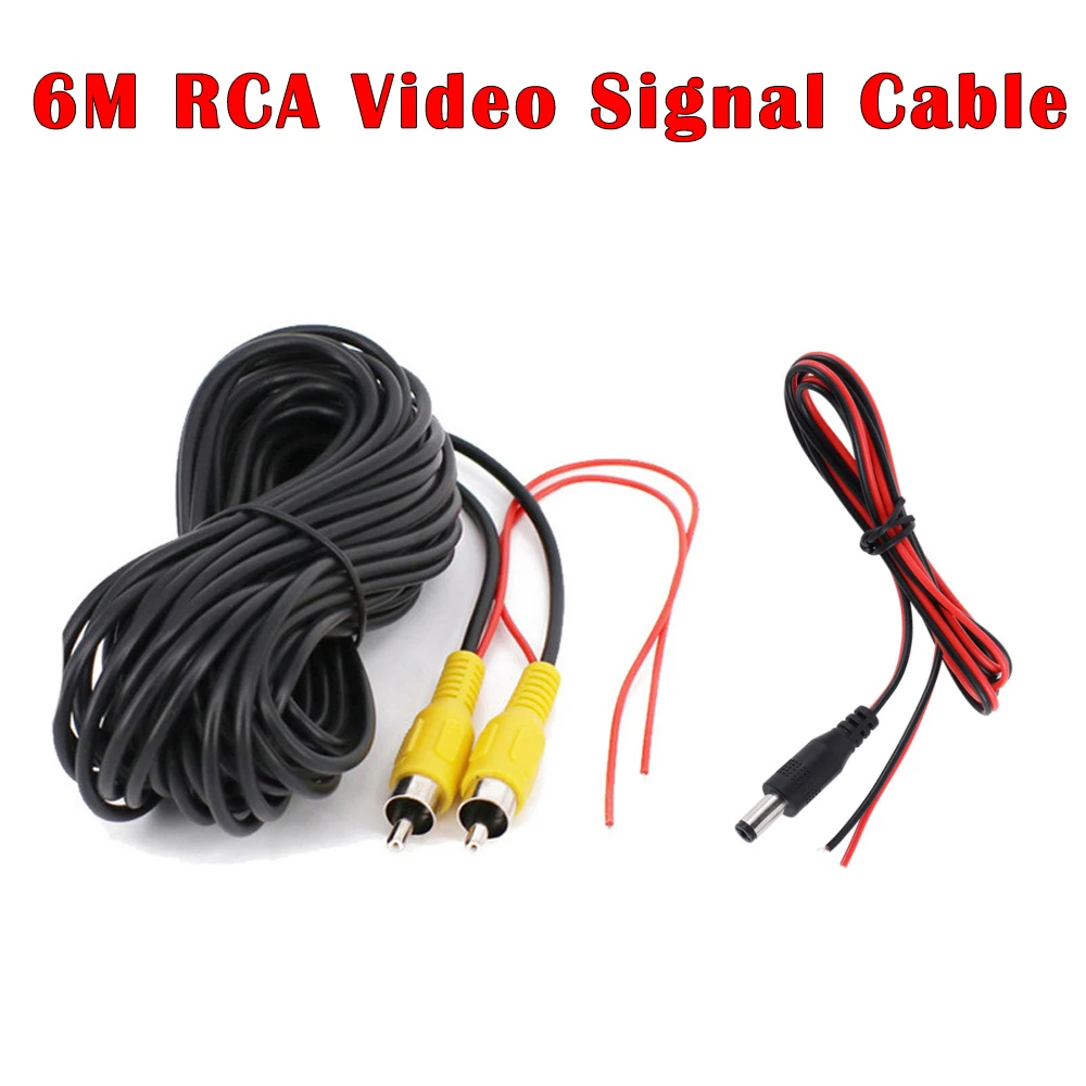 

Universal 6M RCA Video Signal Extension Cable Cord and 1M Power Cable For Connecting Reverse Camera With Car Multimedia Monitor