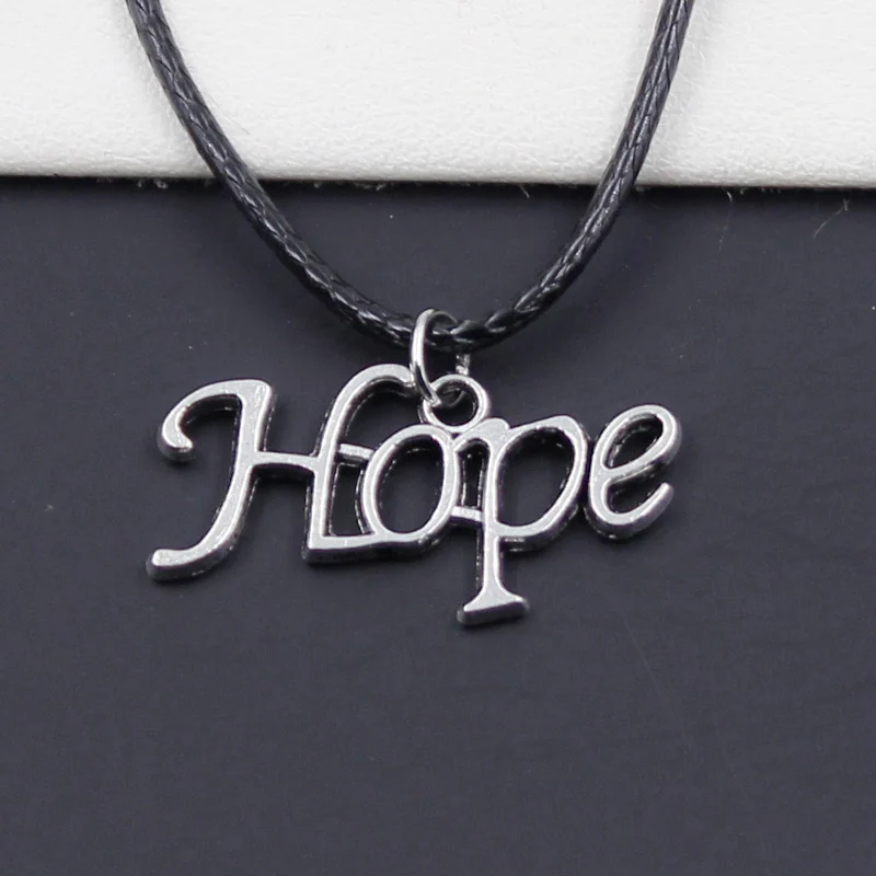 Fashion Letter Hope Tibetan Silver Color Pendant Necklace Choker Charm Black Leather Cord Factory Price Handmade Gift | Украшения и