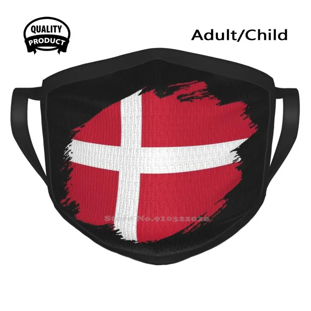 Дышащая хлопковая маска для лица с датским флагом Дании Копенгагеном |