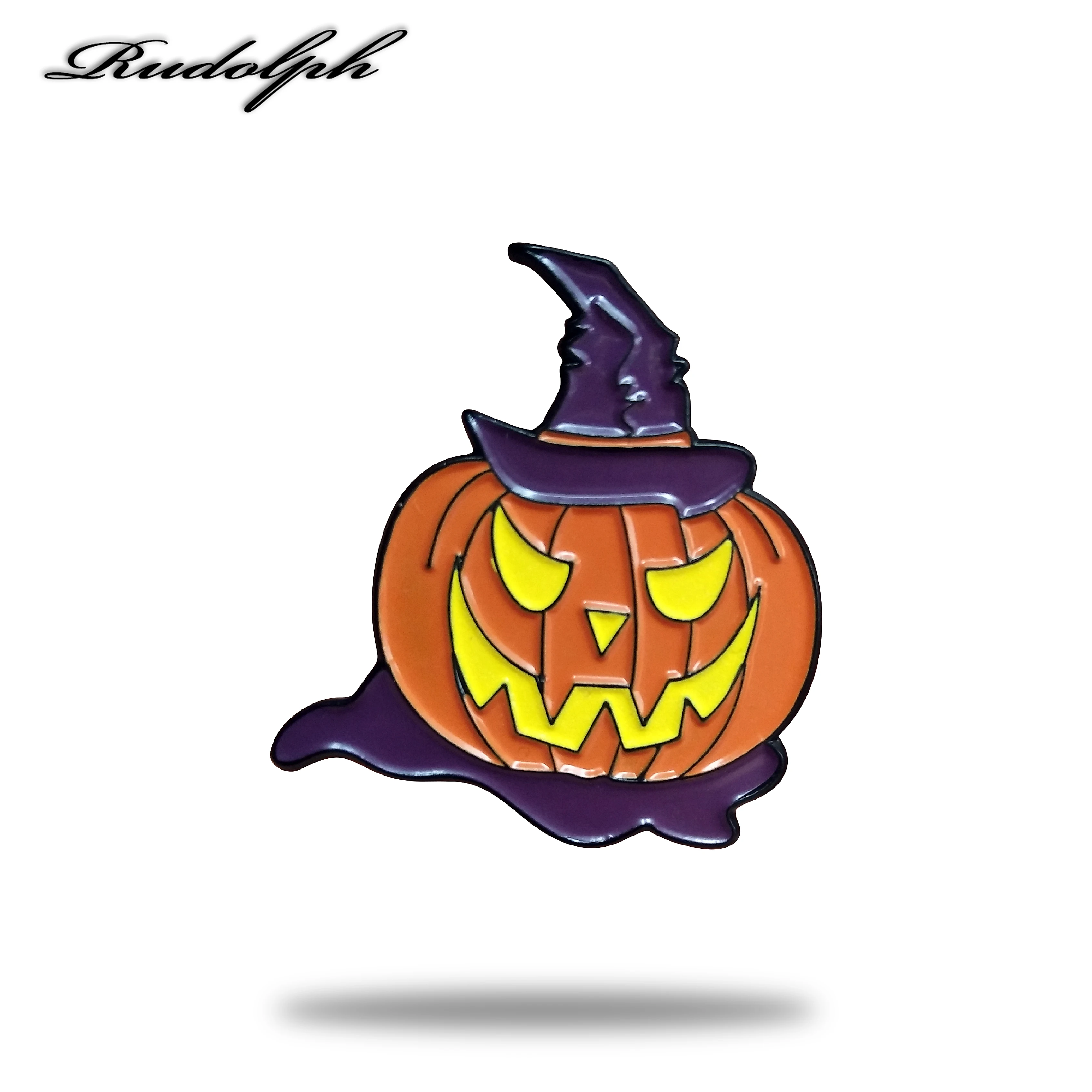 Классическая светящаяся в темноте заколка на лацкан виде тыквы Хэллоуин|Броши| |