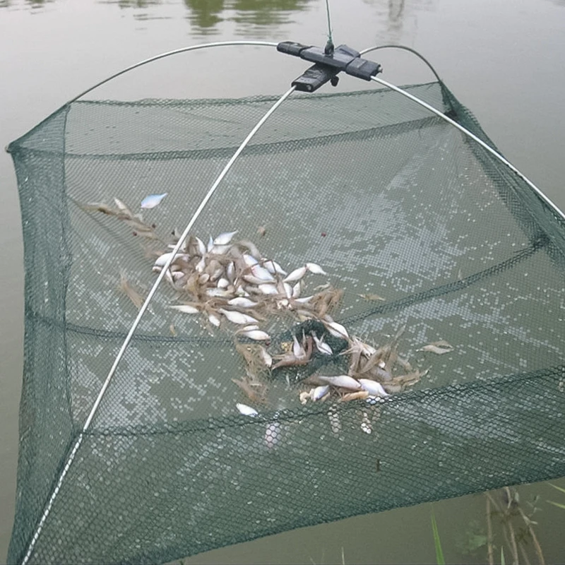 

Fishing Net Foldable Folding Mesh Nylon Fishing Net Baits Trap Cast Dip Crab Shrimp Net (Size:80cm)
