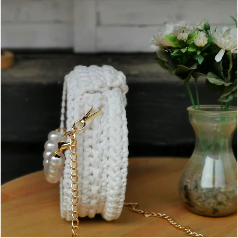 Круглая прозрачная сумка на одно плечо ручная работа украшение креативная