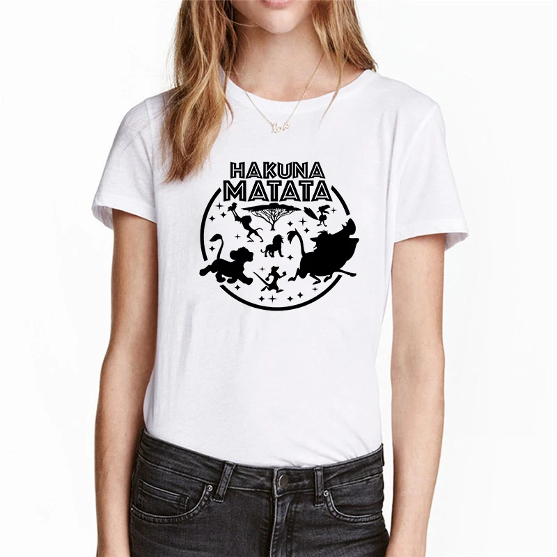 Showtly Hakuna Matata Women Harajuku Ullzang the lion king T-shirt Femme Homme Summer Tshirt Fashion Top Tee Female T Shirt