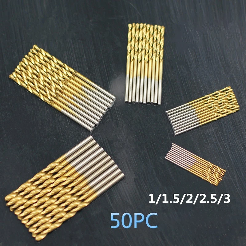 50 шт. высокоскоростное стальное сверло с прямым хвостовиком поворотный