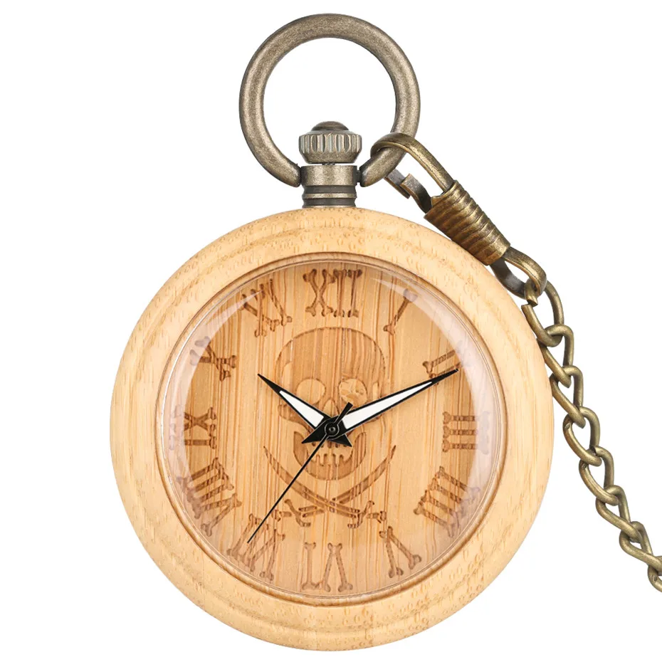 В стиле панк и изображением пиратского символа бамбуковые деревянные кварцевые