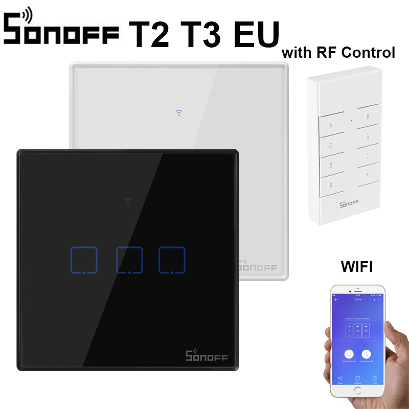 Sonoff T3US3C-TX сенсорный Wifi настенный сенсорный выключатель 3 банды беспроводной дистанционный светильник релейное приложение управление работа с Alexa Google Home
