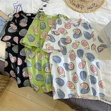 Рубашка в стиле Харадзюку женская с круглым вырезом и коротким