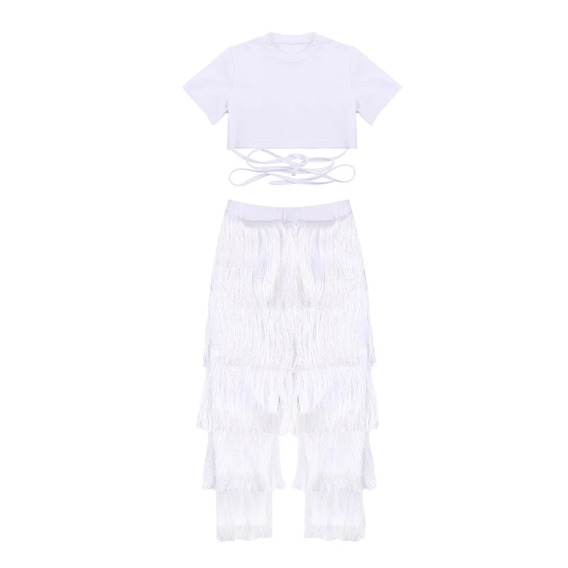 

White Jazz Dance Costumes Girl Hiphop Street Dance Stage Performance Clothing Rave Outfit Modern Dance Practice Wear Set DC2654