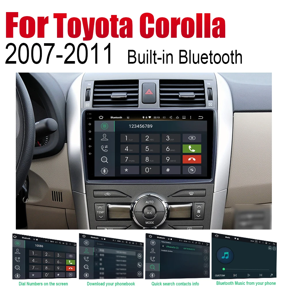 Автомагнитола для Toyota Corolla 2007 2008 2009 2010 2011 Android 2 Din автомобильный мультимедийный