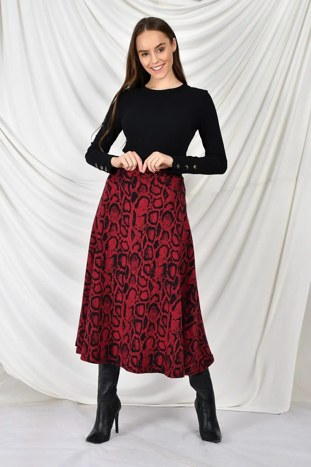 

Женская длинная юбка на молнии с леопардовым принтом