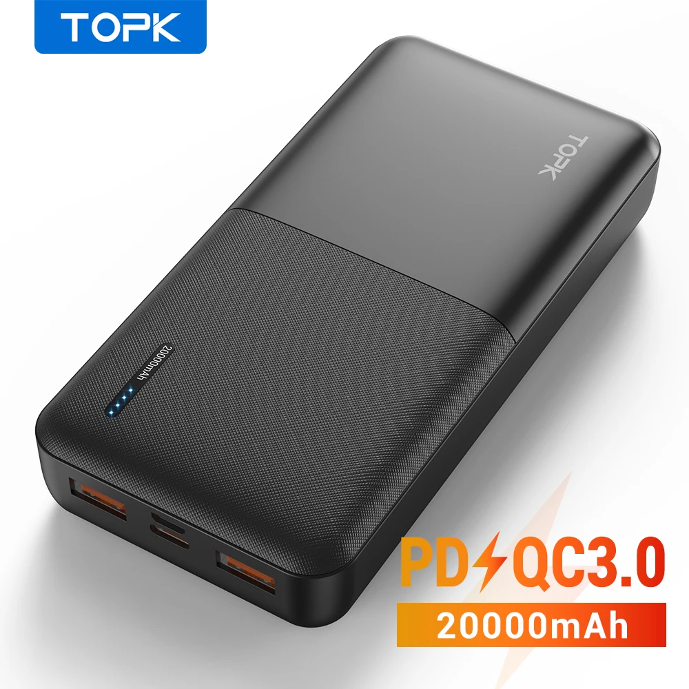 TOPK I2009Q Power Bank 20000mAh внешний аккумулятор быстрое зарядное устройство 3 0 USB Type C PD 18 Вт