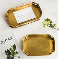 rectangle copper trays decorative european vintage coffee table tray hollow craft tea cup wine set cake stand home decoration