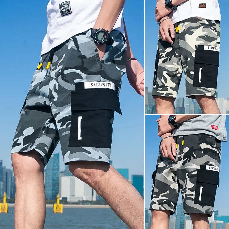 

Мужские шорты в 2021 летний период. Камуфляжные брюки в гонконгском стиле. Мешковатые шорты-капри с несколькими карманами. 109-K802
