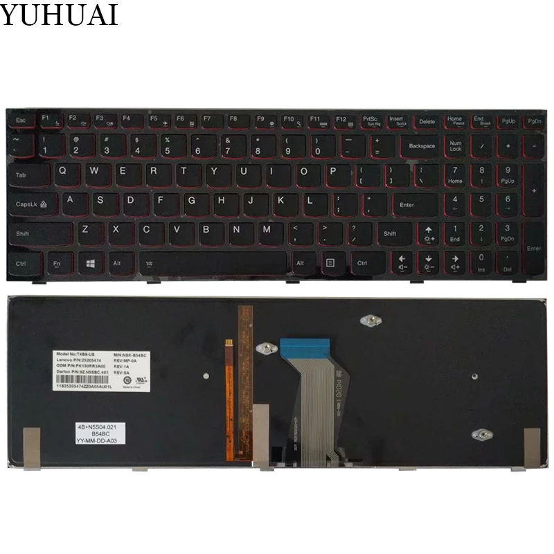 Новая клавиатура США для lenovo Y590 Y500 Y510P Клавиатура ноутбука США Blacklight