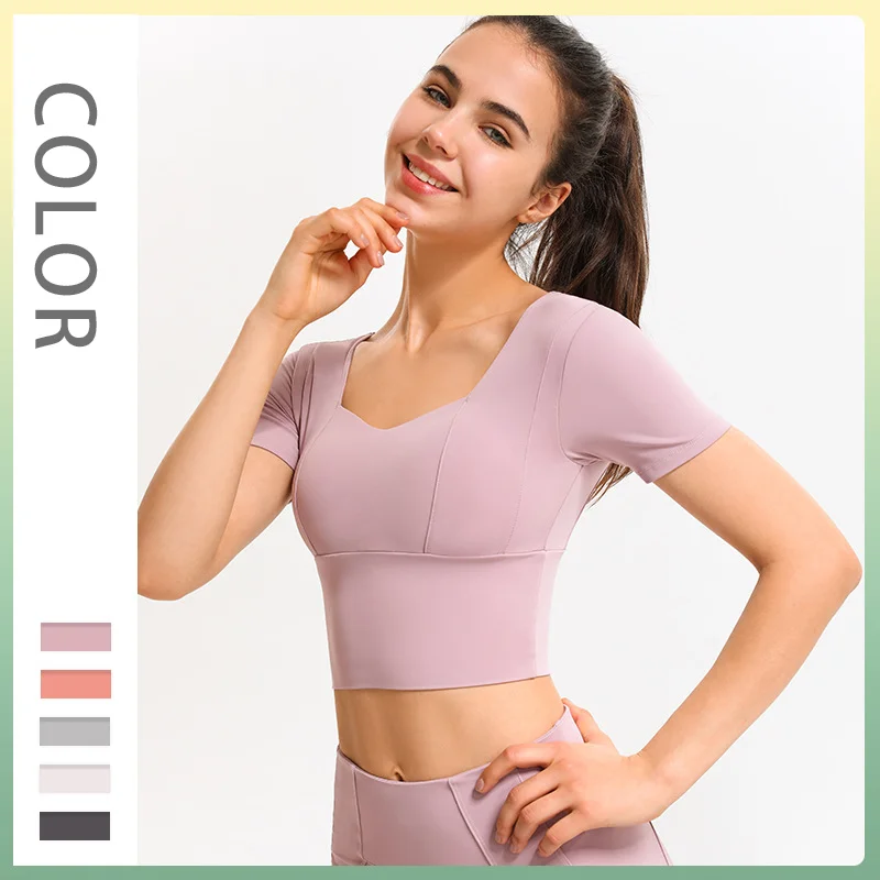 

Women's Set Skinny Tracksuit Breathable Bra Short Sleeve Top Seamless Outfits High Waist Push Up Leggings Gym Clothes Sport Suit